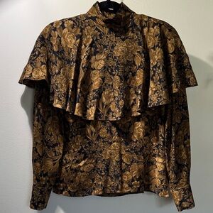 Vintage AK Unique Caped Floral Blouse